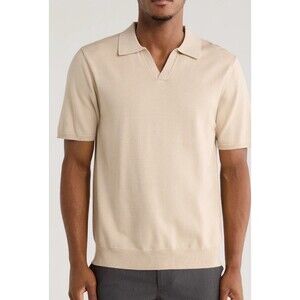 NWT Magaschoni Men's Johnny Collar Short Sleeve Polo Sand Size XS
